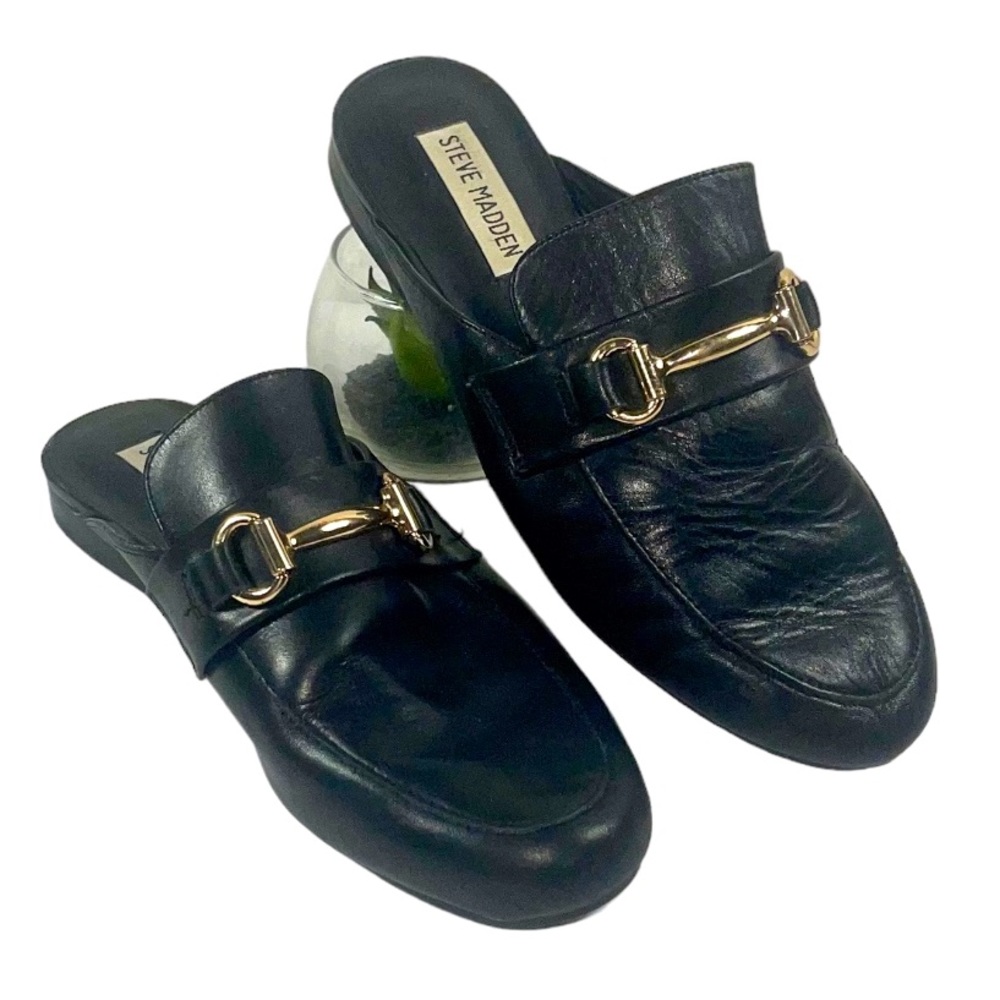 Steve Madden Kandi black leather loafer mules size 6